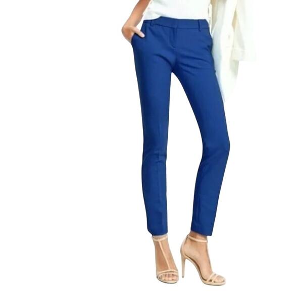 Express Blue Columnist Ankle Mid Rise Trouser Pants 2 Short - Picture 1 of 10
